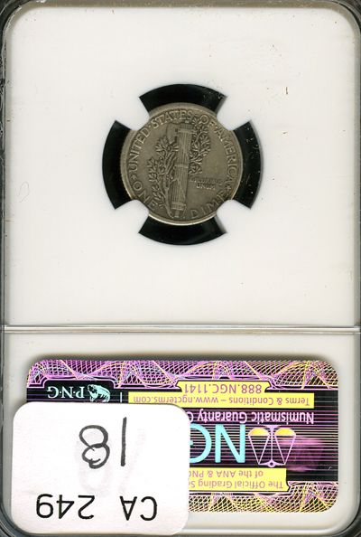 1917 NGC VF 35 MERCURY DIME 10C CA249  