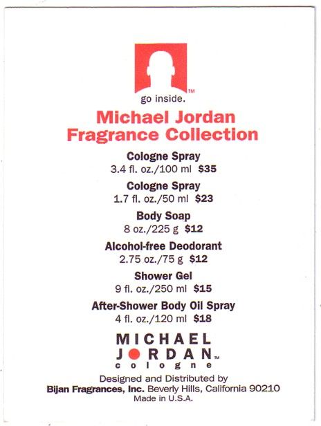 1990s MICHAEL JORDAN COLOGNE ADVERTISING STICKER BIJAN  