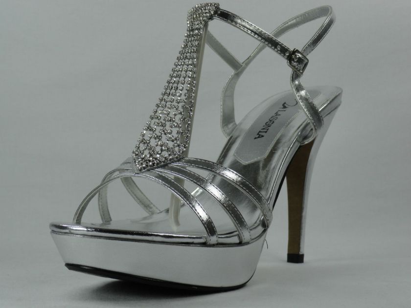 LASONIA 4597 SILVER SANDAL PLATFORM HIGH DRESS HEELS  