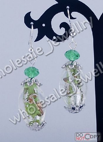 wholesale 15pairs murano lampwork glass&crystal&CCB handwork earring