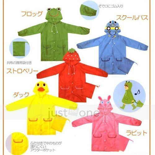  Children Boy Girl Rain Coat Outwear Cartoon Hooded Raincoat 100 120cm