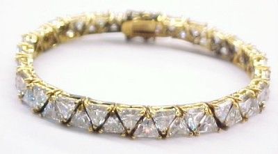 Cubic Zirconia GP Sterling Tennis Bracelet ~ 1/4 x 7  