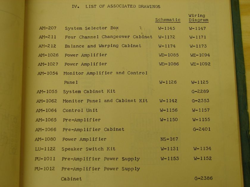 Old IPC Theater sound manual AM 1026 1028 1080 tube amplifier Western 