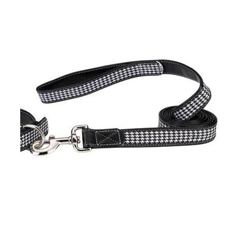 Zack & Zoey Houndstooth Leather Dog Lead 1x6 Black  