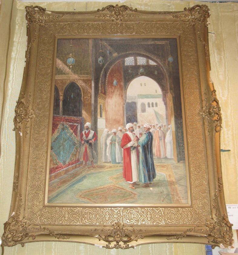 Ciro Mazini Cairo Mosque Orientalist Framed Painting  