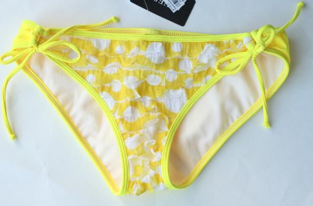   WOMEN S SM SMALL 4 6 SWIMSUIT BIKINI BOTTOM YELLOW WHITE 1248  