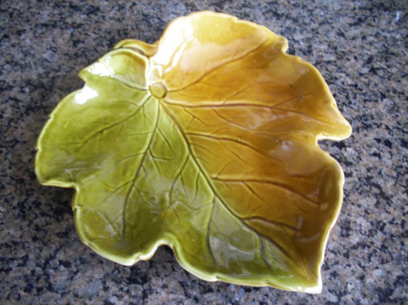 ROYAL WINTON GREEN/BROWN LEAF DISH MINT CONDITION  