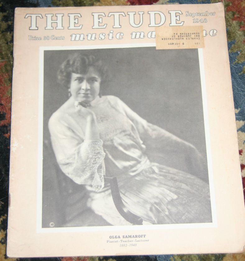 Vintage THE ETUDE Music Magazine September 1948 1940s  