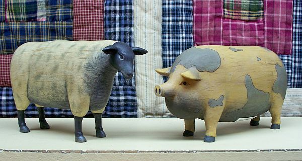 PRIMITIVE RESIN FARM ANIMALS COW, HORSE, PIG OR SHEEP  