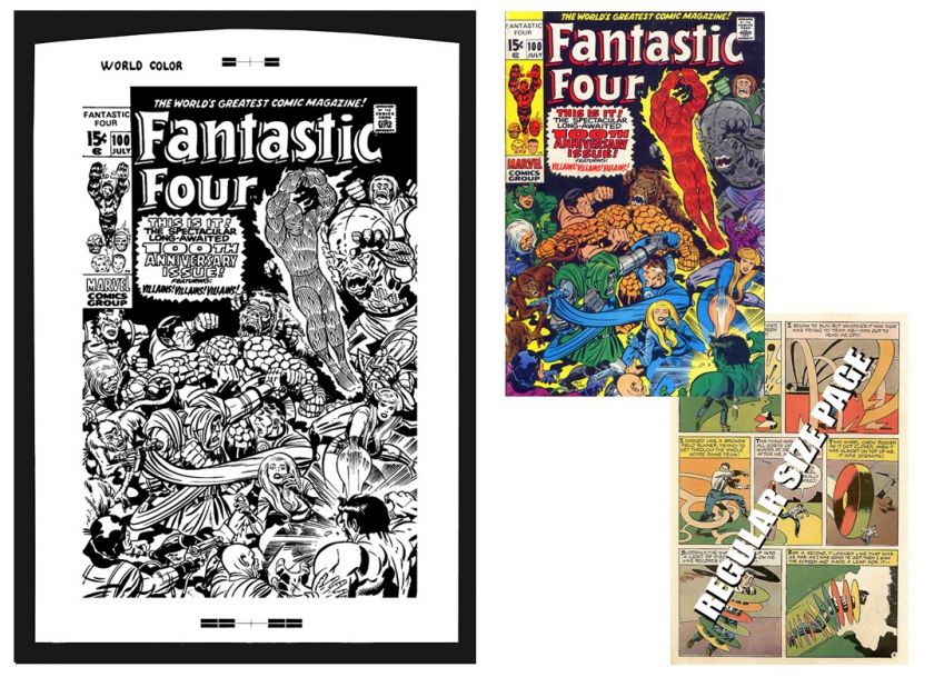 Jack Kirby Fantastic Four #100 Rare Large Production Art Cover  