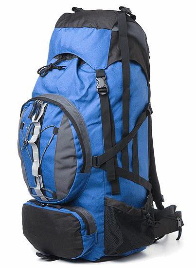 New 60+10 L Internal Frame Camping Hiking Backpack Blue  