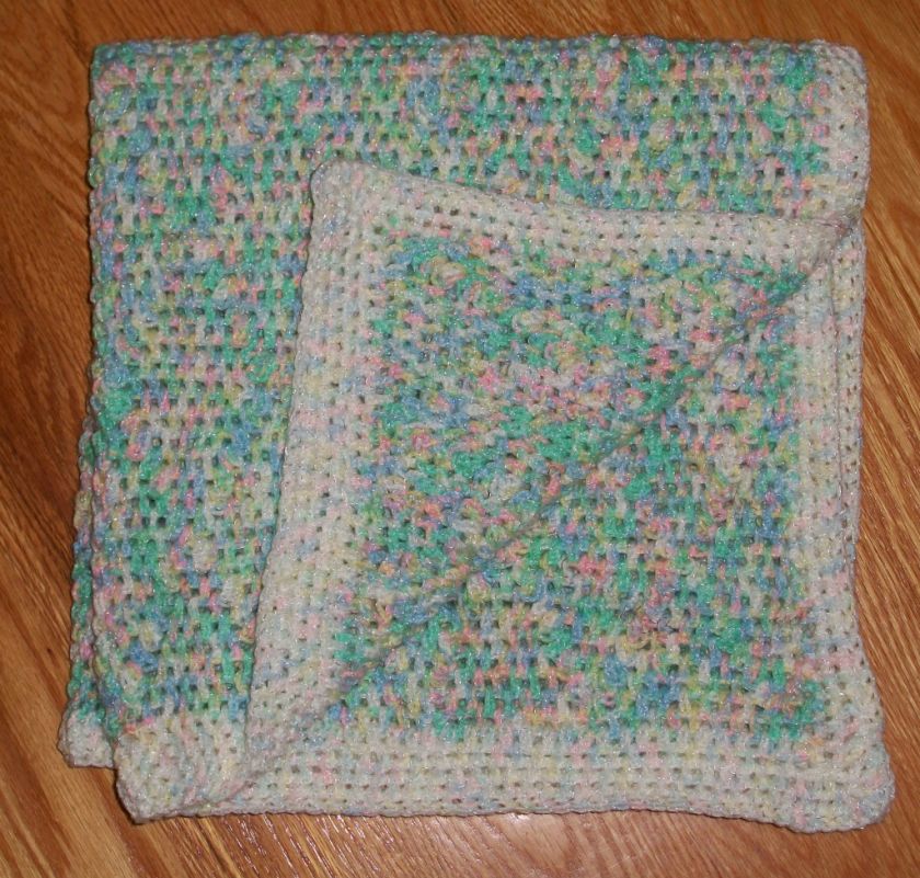 Boy / Girl Handmade Crochet Baby Blanket 27x27 New *  
