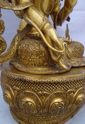 82 Antique Bronze Gilt Carving White Tara Saptalochana Statue 26 