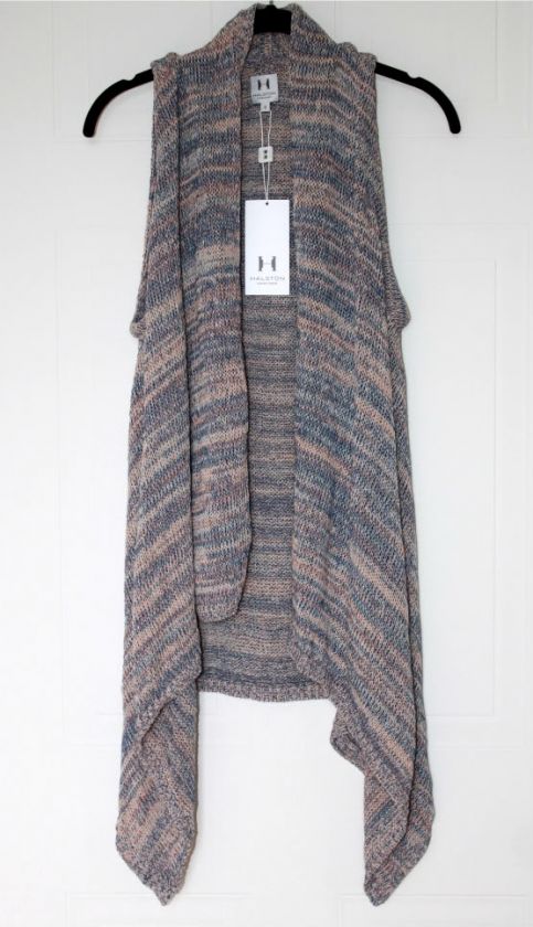 HALSTON Heritage LONG Cardigan KNIT Hankerchief VEST S $465   Free 