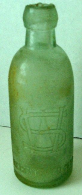 1889 Wm Sierichs New York Embossed Hucthison Blob Top Soda Bottle 