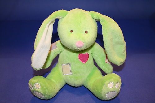 Baby Connection  GREEN Plush BUNNY Rattle 7 EUC  