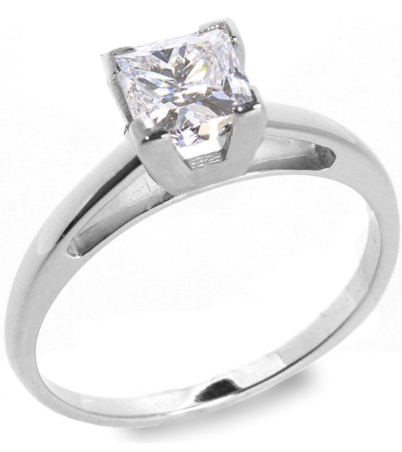 10 CT D/SI2 PRINCESS DIAMOND SOLITAIRE RING 14K WGOLD  