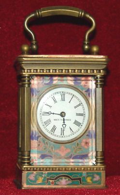 Wonderful excellent cloisonne machine carriage Clock  