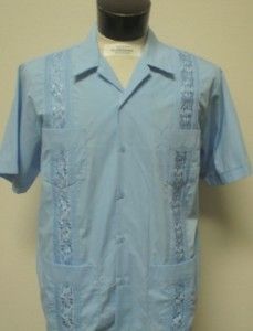 NWT Sky Blue Club Bartender Guayabera Cigar Shirt XXL  