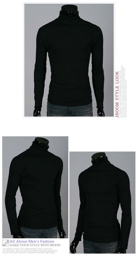 Herren Rollkragen Pullover 8 FARBEN Slim Fit Long Sleeve  