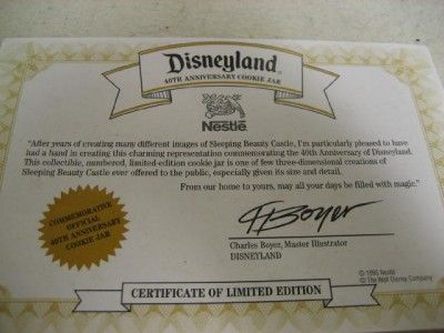 DISNEYLAND 40th ANNIVERSARY NESTLE SLEEPING BEAUTYS CASTLE COOKIE JAR 