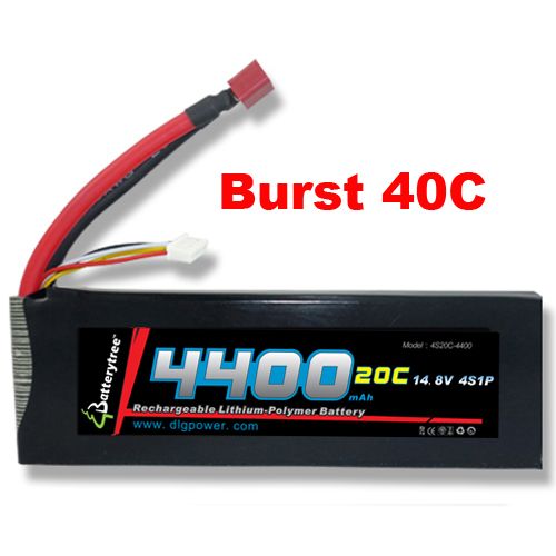 RC Battery 20C 40C 4400mAh 14.8V 4S High Discharge LiPo  