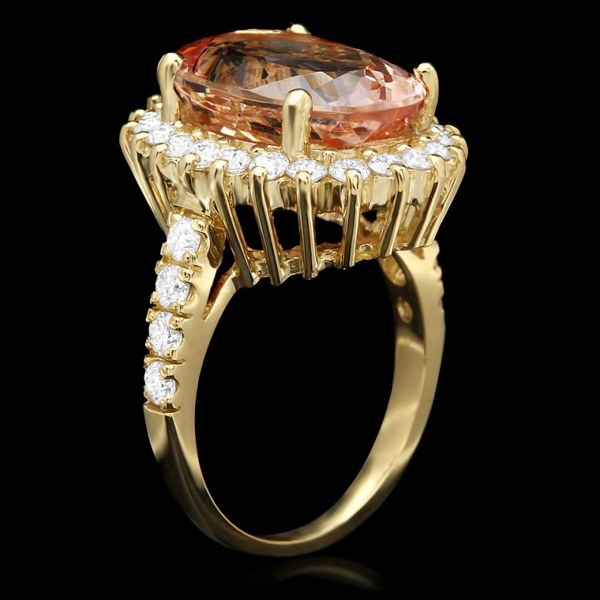 8900 CERTIFIED 14K YELLOW GOLD 8.00CT MORGANITE 1.30CT DIAMOND RING 