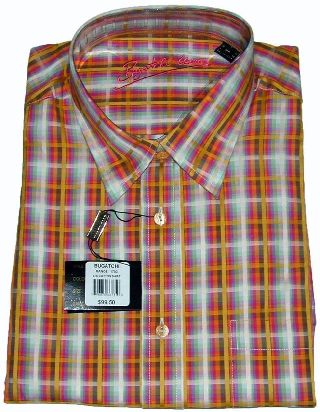   NWT XL 100% Cotton Long Sleeve Mens Dress Shirt Windowpanes  