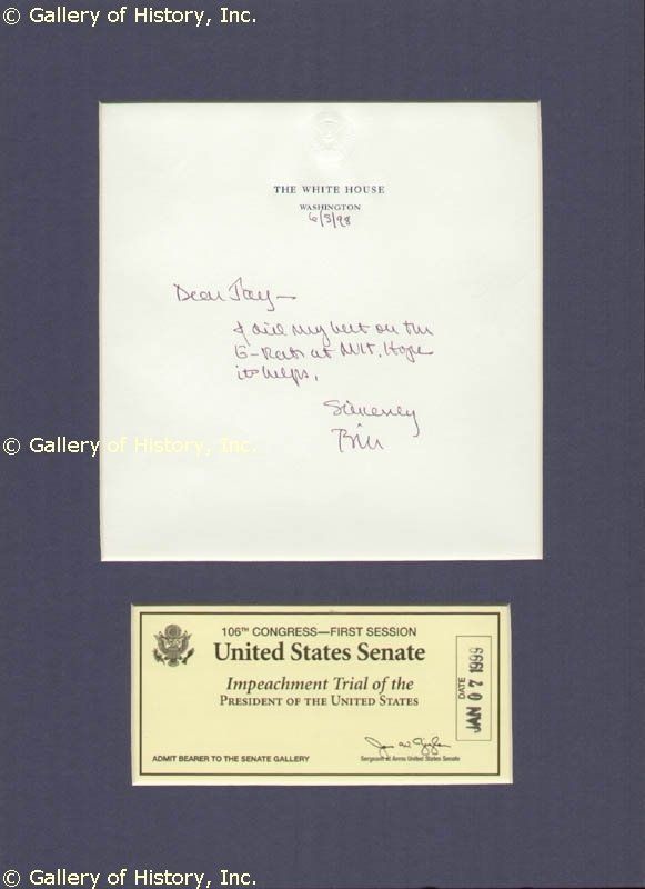 WILLIAM J. BILL CLINTON   AUTOGRAPH LETTER SIGNED  