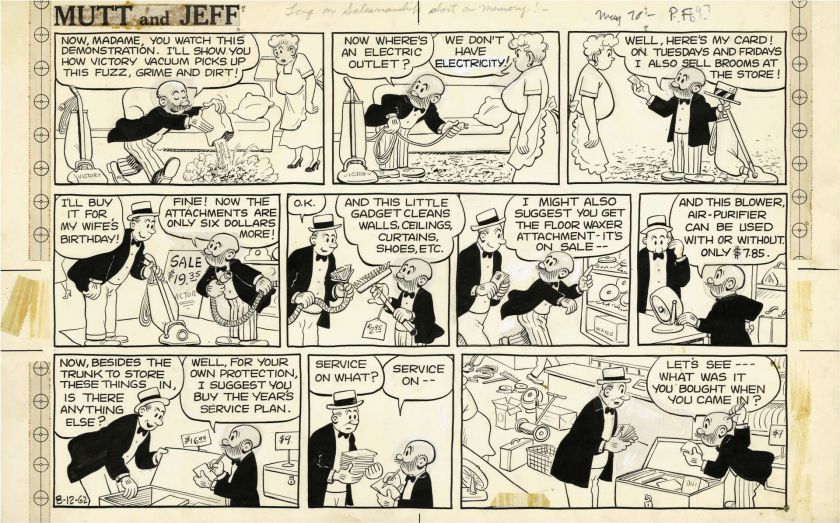 AL SMITH   MUTT & JEFF SUNDAY ORIG ART 8 12 62 SALESMAN  