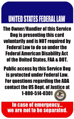 Service Dog ID   Tag Choices  