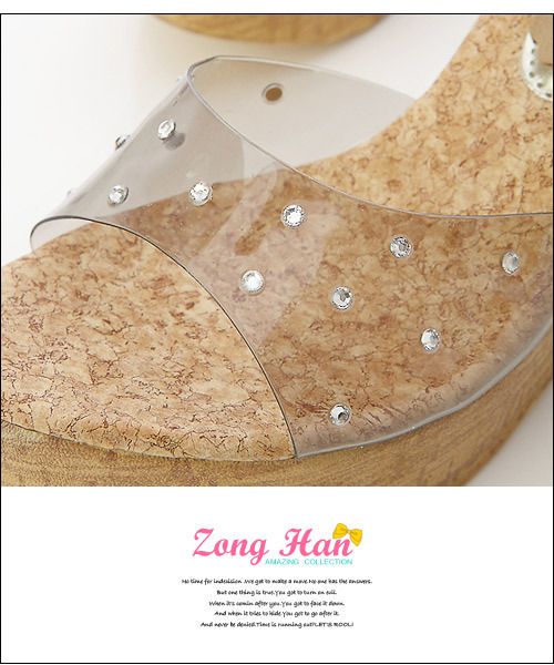 Perfect Jeweled Clear Wedge Platform Sandals  