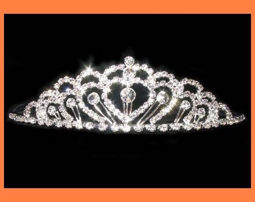 PETITE CLEAR RHINESTONE TIARA COMB CROWN BRIDAL PARTY WEDDING PROM 