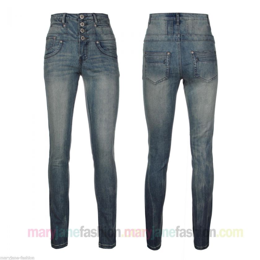 New Womens Ladies Denim High Waisted Slim Skinny Fit Jeans Sizes Uk 6 