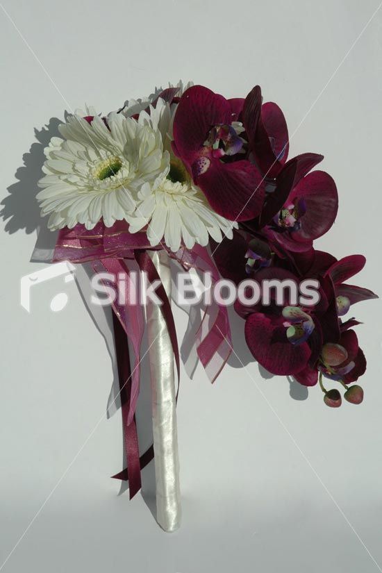 Stunning Teardrop Ivory & Aubergine Designer Bridesmaid Bouquet  