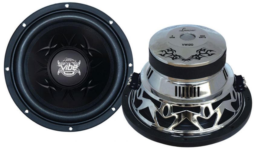 Lanzar Vw12d Vibe 12 1600 Watt Dual 4 Ohm Chrome Subwoofer 