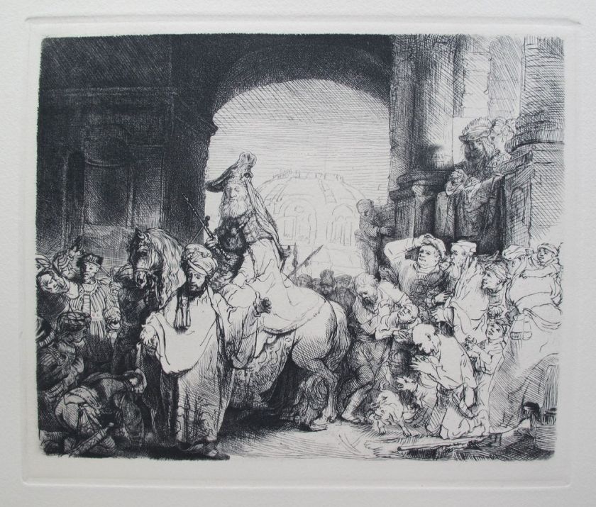 REMBRANDT Amand Durand Signed Etching TRIUMPH MORDECHAI  