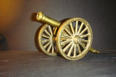 SOLID BRASS CANNON, APPEARS TO BE OLD. 2 POUNDS IN WEIGHT. JUST OVER 8 