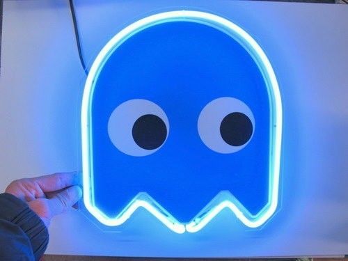 PACMAN Blue Ghost Beer Bar Pub Neon Light Sign 363 NEW  