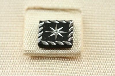 Vintage Swank Silver Tone Metal Rhinestone Cufflinks  