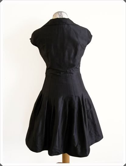 Kay Unger Black Silk Taffeta Cocktail Dress 8 M VTG 50s Insp Party 