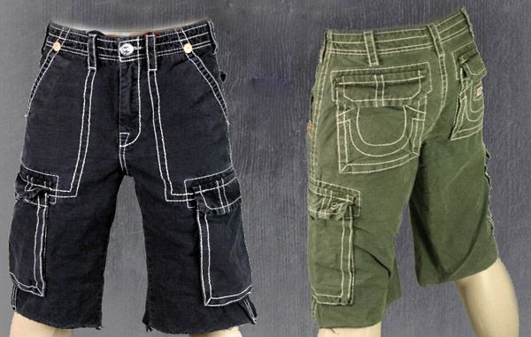 True Religion Jeans mens ISAAC Cargo Shorts green or Black MAR841EH 