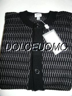 NWT $950 men GIORGIO ARMANI COLLEZIONI XL CARDIGAN SWEATER BLK LtGrey 