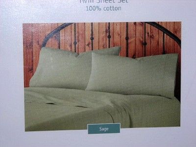 Heavy Weight Flannel Twin Sheet Set~Sage~$45~NEW  