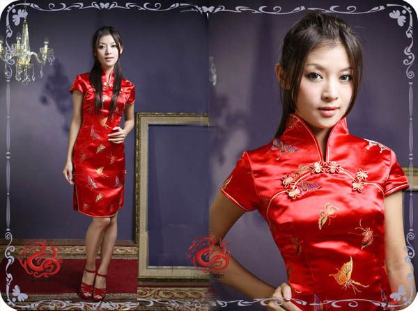 Custom made Silk Satin Chinese Evening Dress/qipao Gown  