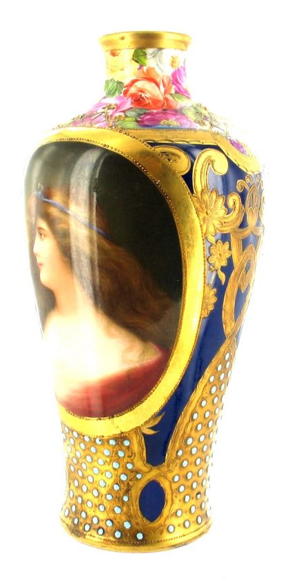 ANTIQUE ROYAL VIENNA ASTANA SIGNED WAGNER GORGEOUS PORTRAIT VASE 22 