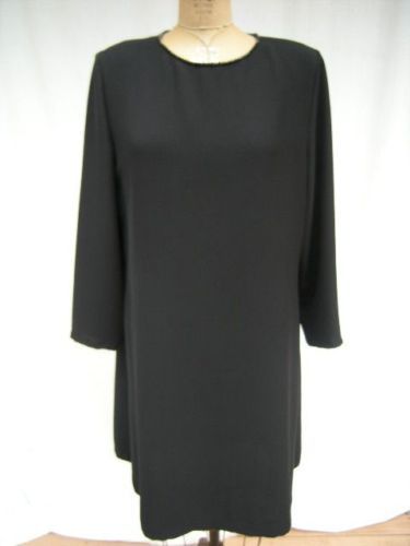 Ellen Tracy Black Polyester Crepe Party Dress Sz12  