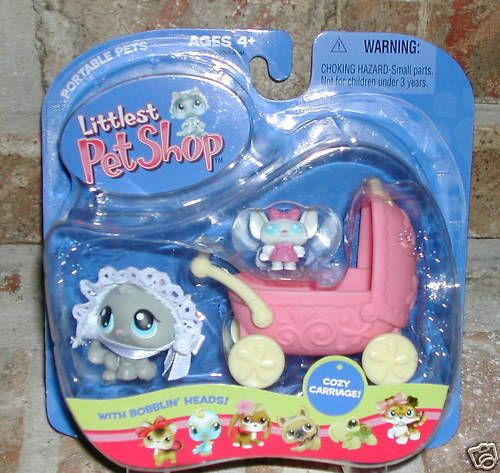 NEW Littlest Pet Shop BABY KITTEN W/PRAM VHTF #66  