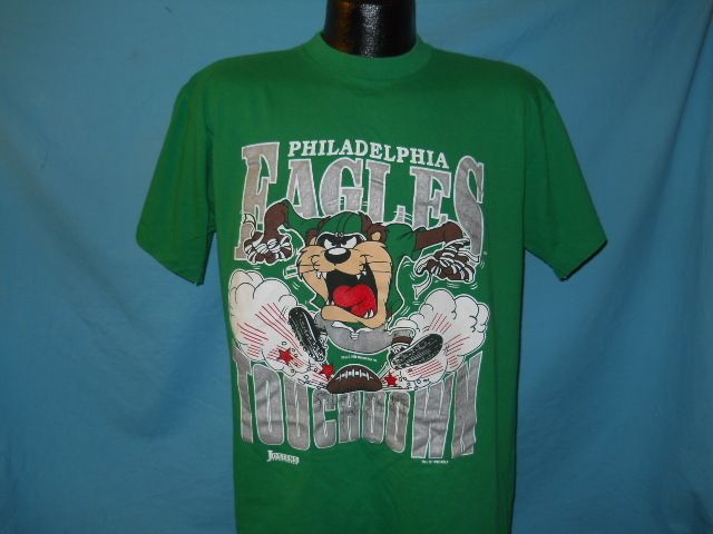 vtg PHILADELPHIA EAGLES TAZ TOUCHDOWN 92 SOFT t shirt L  