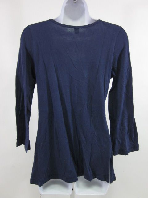 LANGUAGE Blue V Neck Long Sleeve Blouse Top Sz M  